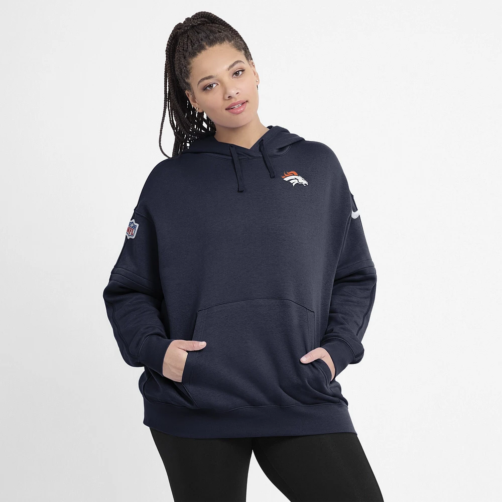 Women's Nike Navy Denver Broncos Sideline Club Fleece Pullover Hoodie