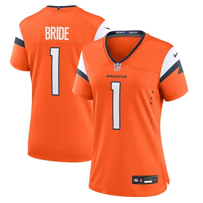 Maillot de match Nike numéro 1 Bride Orange Denver Broncos pour femme