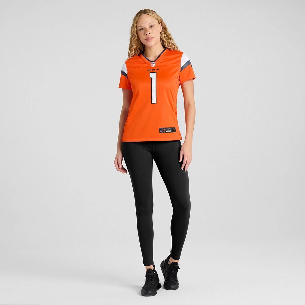 Maillot Nike Denver Broncos #1 Mom Game pour femme, orange