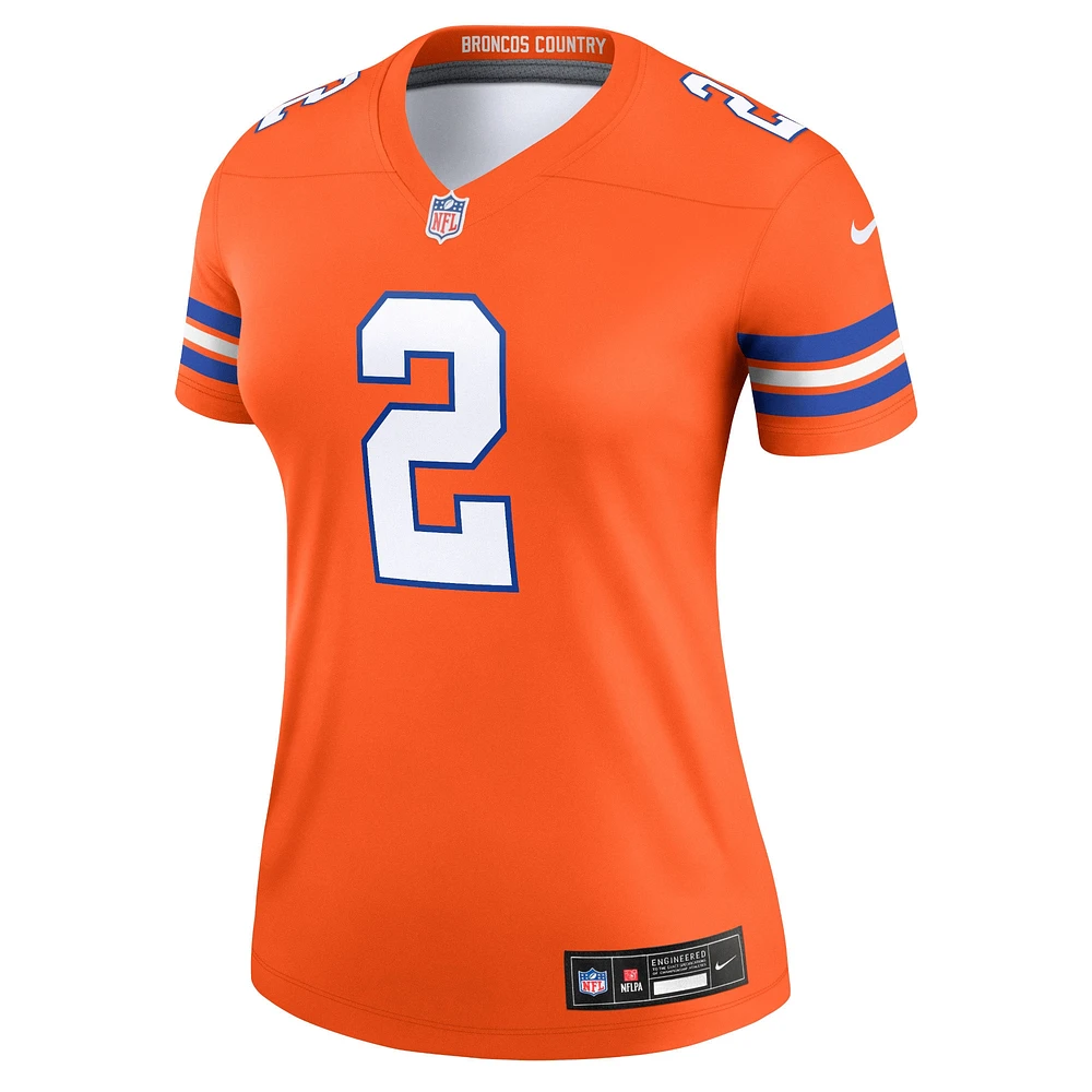 Women's Nike Patrick Surtain II Mile High Collection 1977 Throwback Orange Denver Broncos Alternate Legend Player Performance Top