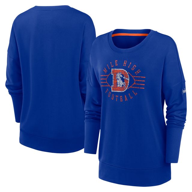 Sweat-shirt Nike Royal Denver Broncos Rewind Playback Icon Performance pour femme