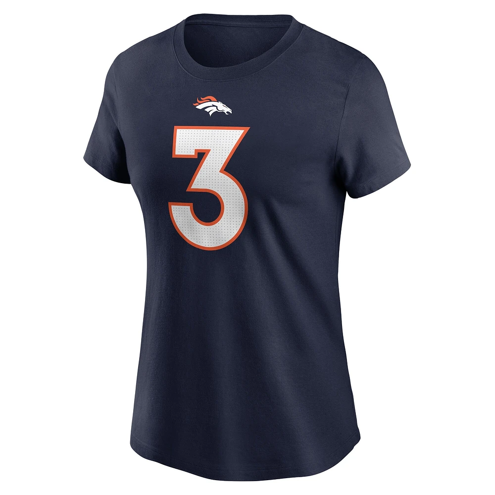 T-shirt Nike Russell Wilson pour femme, bleu marine, nom et numéro du joueur des Denver Broncos