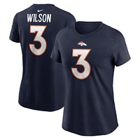 T-shirt Nike Russell Wilson pour femme, bleu marine, nom et numéro du joueur des Denver Broncos