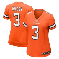 Maillot de match joueur Nike Russell Wilson orange Denver Broncos pour femme