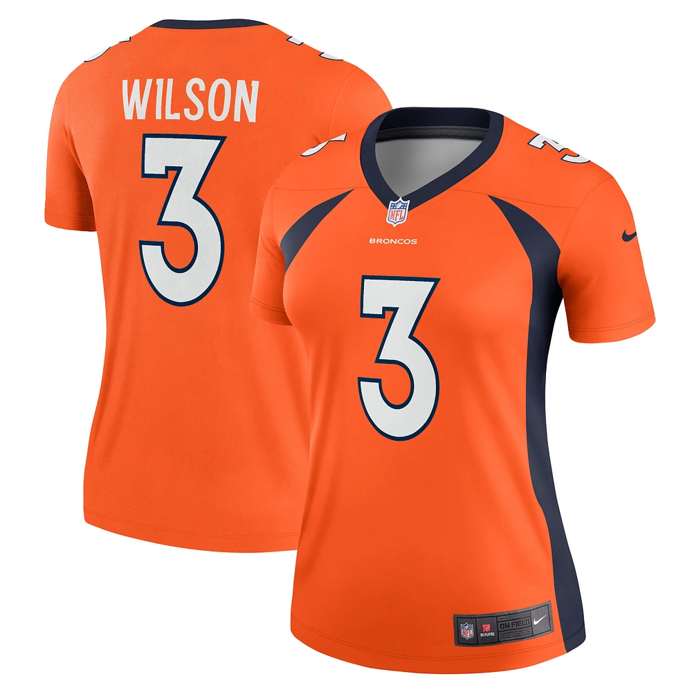 Haut Nike Russell Wilson orange Denver Broncos Team Legend Player Performance pour femme