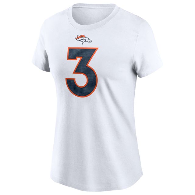 T-shirt Nike Russell Wilson pour femme, blanc, nom et numéro du joueur des Denver Broncos