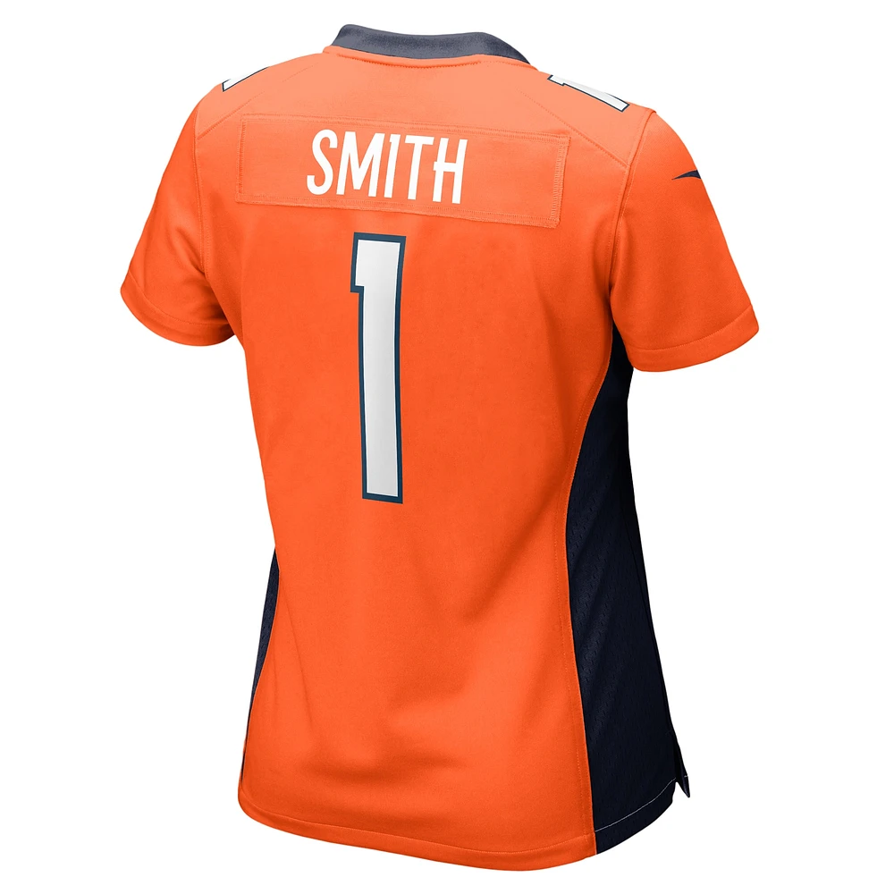 Maillot de match l'équipe Nike Tremon Smith orange Denver Broncos pour femme