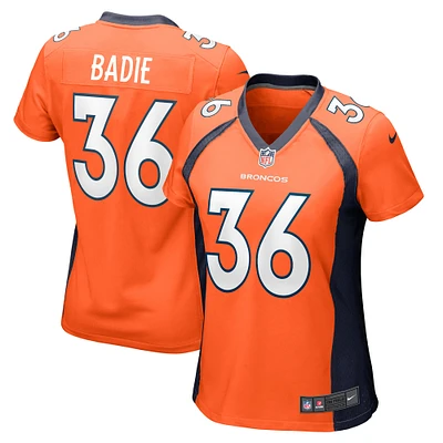 Maillot Nike Tyler Badie pour femme, orange, Denver Broncos, Team Game