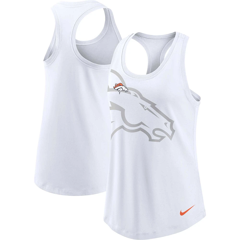 Débardeur Nike Denver Broncos Tri-Blend Racerback pour femme - Blanc