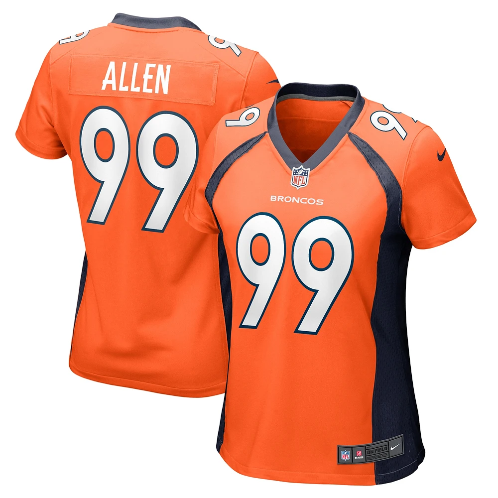 Maillot Nike Zach Allen pour femme, joueur de match des Denver Broncos, orange