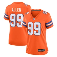 Maillot Nike Zach Allen Orange Denver Broncos Mile High Collection 1977 Throwback Player Game pour femme