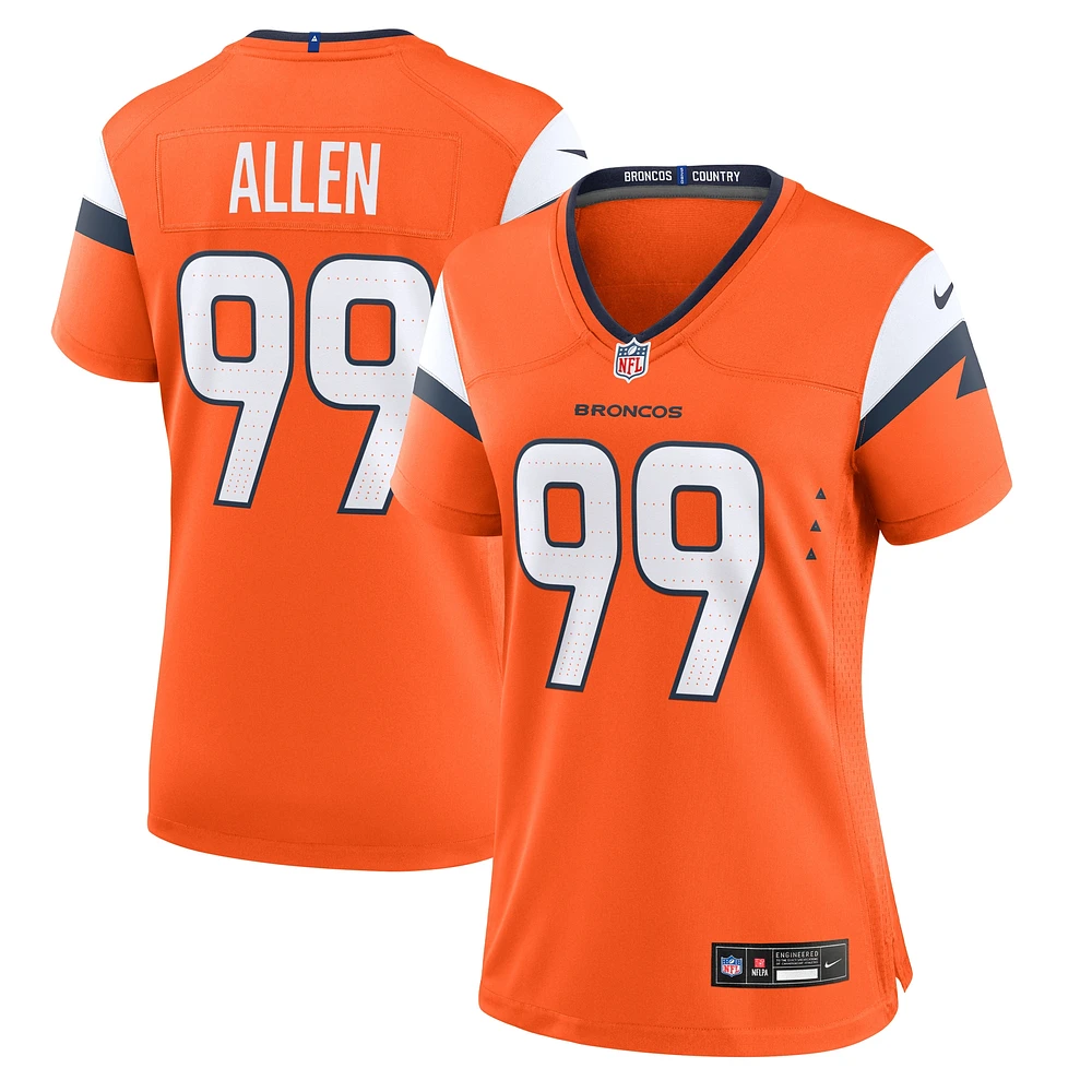 Maillot de match Nike Zach Allen Orange Denver Broncos pour femme