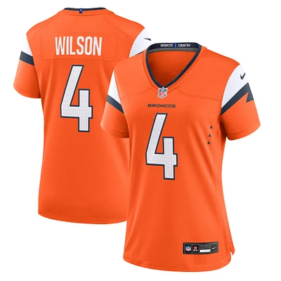 Maillot de match Nike Zach Wilson orange Denver Broncos pour femme