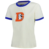 Women's Pro Standard Cream Denver Broncos Retro Classic Ringer T-Shirt