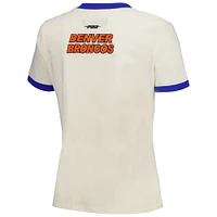 Women's Pro Standard Cream Denver Broncos Retro Classic Ringer T-Shirt