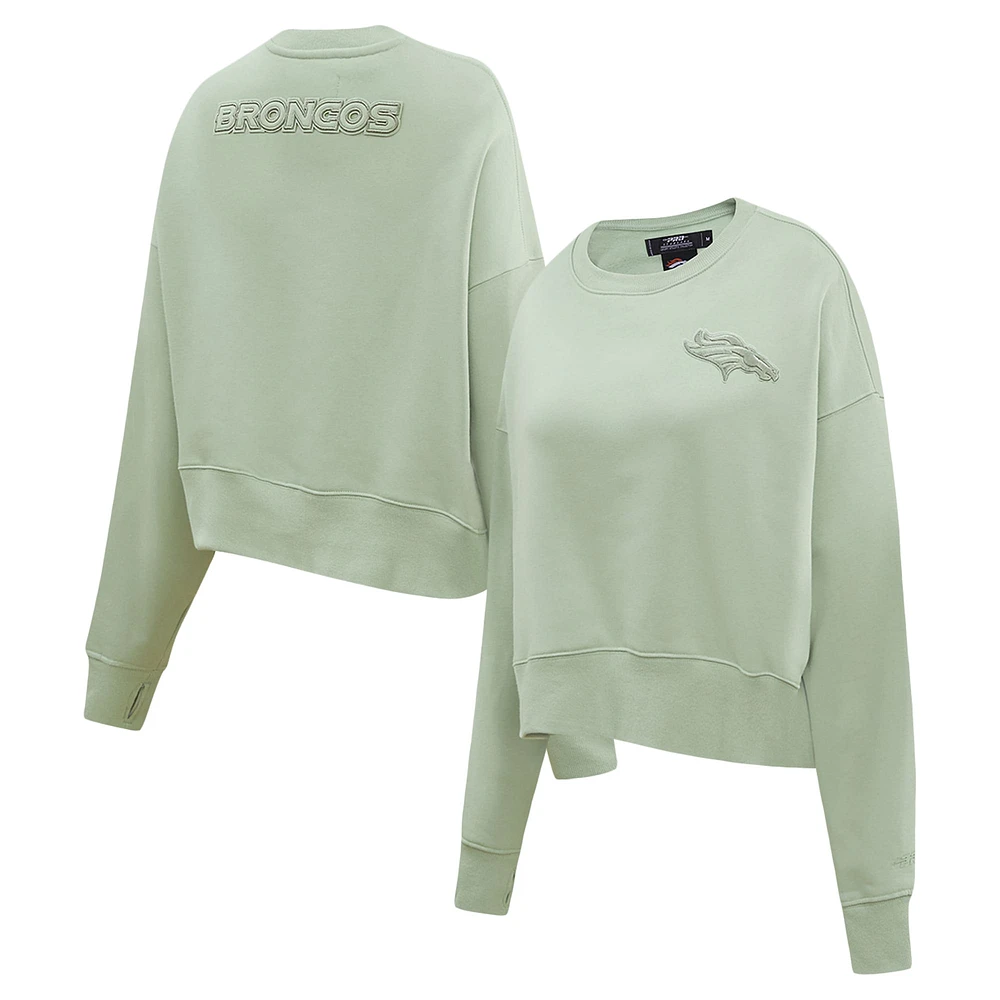 Women's Pro Standard  Light Green Denver Broncos Neutral Pullover Sweatshirt