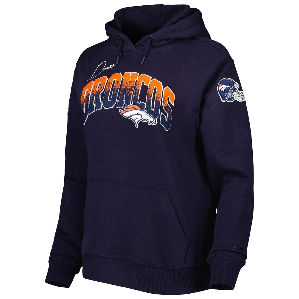 Sweat à capuche avec patch local Pro Standard pour femmes, bleu marine, Denver Broncos