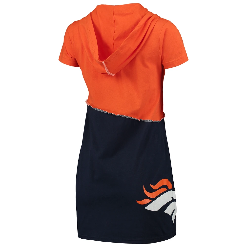 Women's Refried Apparel Orange/Navy Denver Broncos Sustainable Hooded Mini Dress