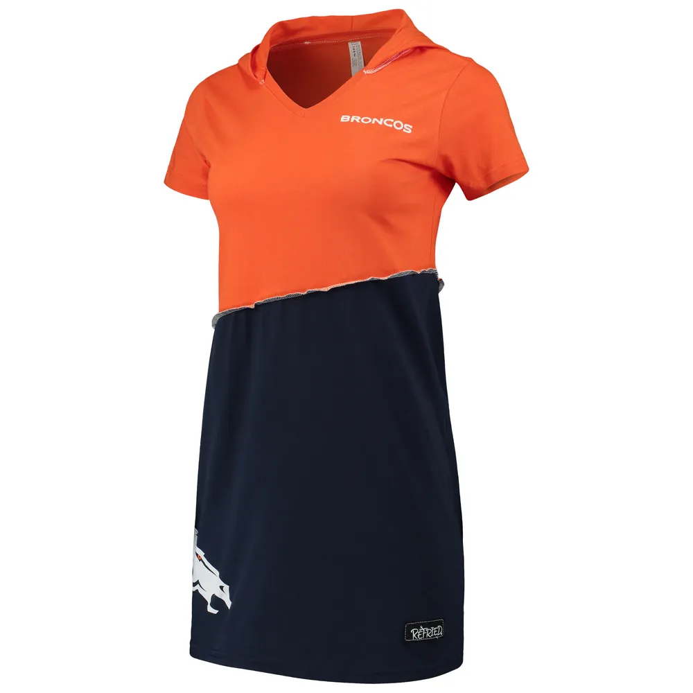 Refried Apparel Women's Refried Apparel Orange/Navy Denver Broncos  Sustainable Hooded Mini Dress