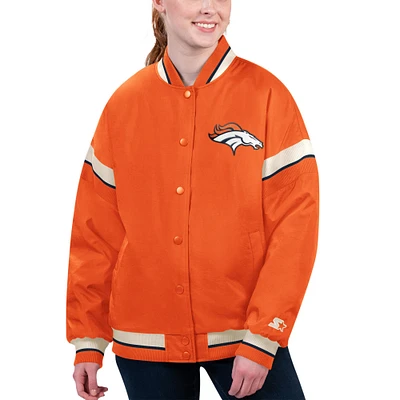 Veste universitaire à bouton-pression pour tournoi Denver Broncos Starter orange femme