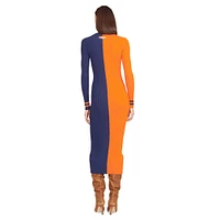 Robe pull boutonnée en tricot STAUD orange/marine Denver Broncos Shoko pour femme