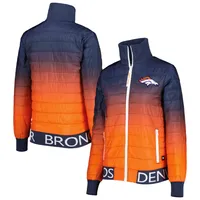 Blouson matelassé zippé The Wild Collective Denver Broncos bleu marine/orange pour femme