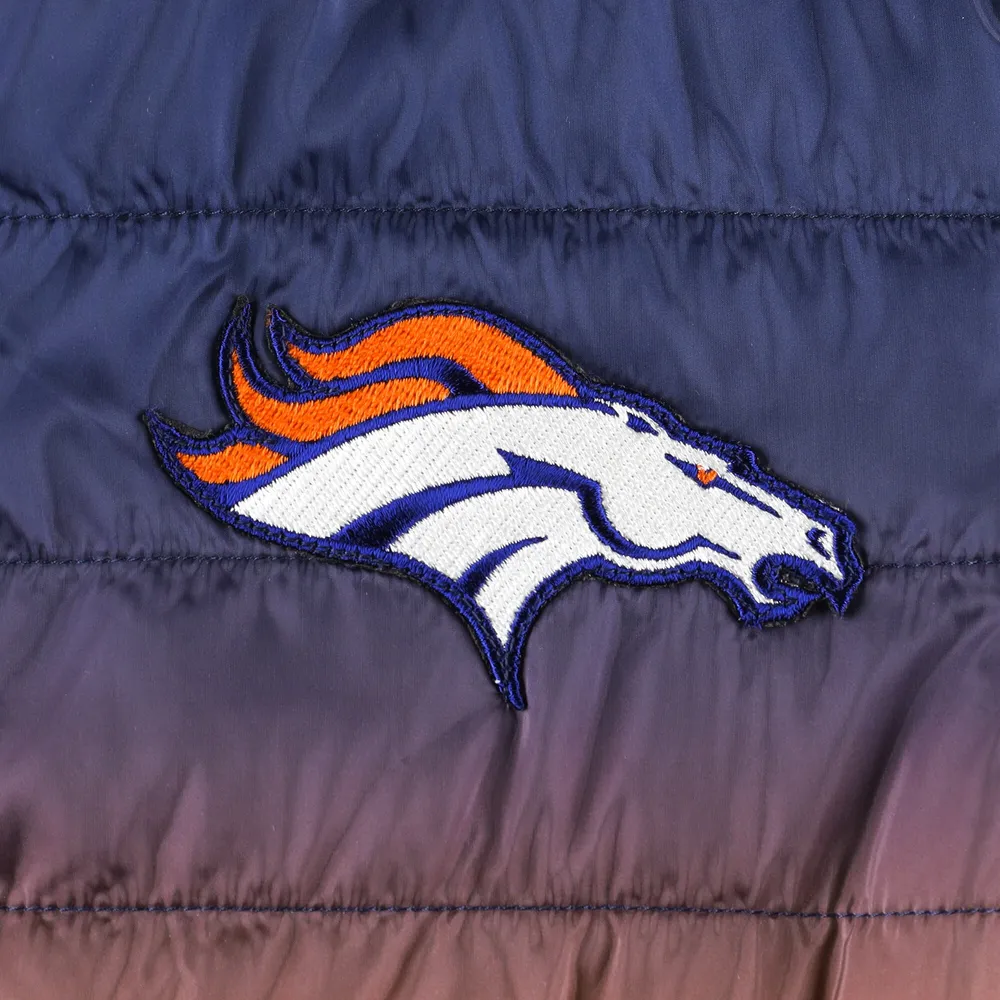 Blouson matelassé zippé The Wild Collective Denver Broncos bleu marine/orange pour femme