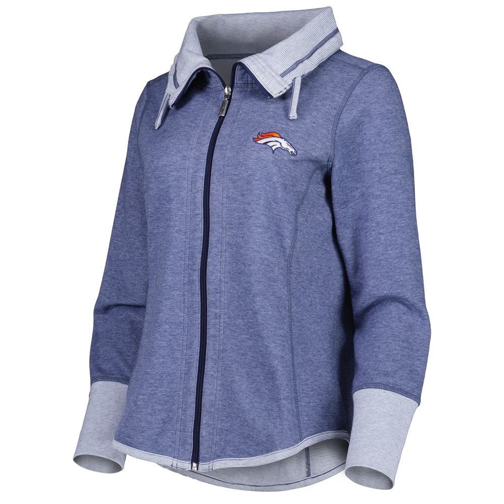 Women's Tommy Bahama Heathered Navy Denver Broncos Sport Sun Fade Full-Zip Sweatshirt