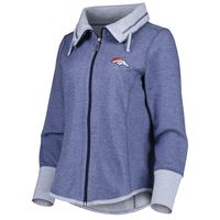 Women's Tommy Bahama Heathered Navy Denver Broncos Sport Sun Fade Full-Zip Sweatshirt