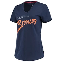 T-shirt à col en V Tommy Hilfiger pour femme bleu marine Denver Broncos Riley