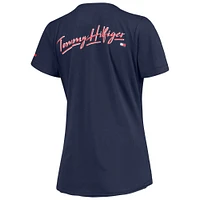 T-shirt à col en V Tommy Hilfiger pour femme bleu marine Denver Broncos Riley