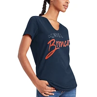 T-shirt à col en V Tommy Hilfiger pour femme bleu marine Denver Broncos Riley
