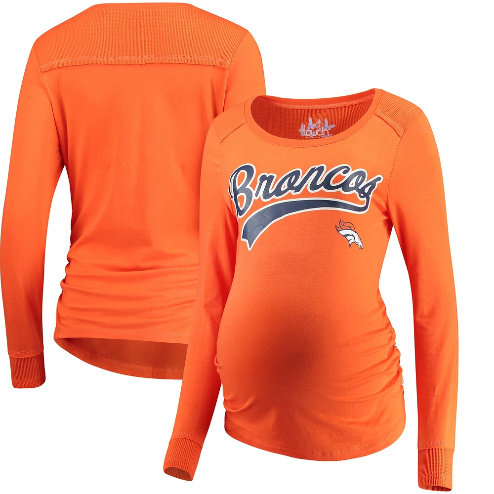 Haut tri-mélange Yardline Denver Broncos Maternity Touch orange pour femme