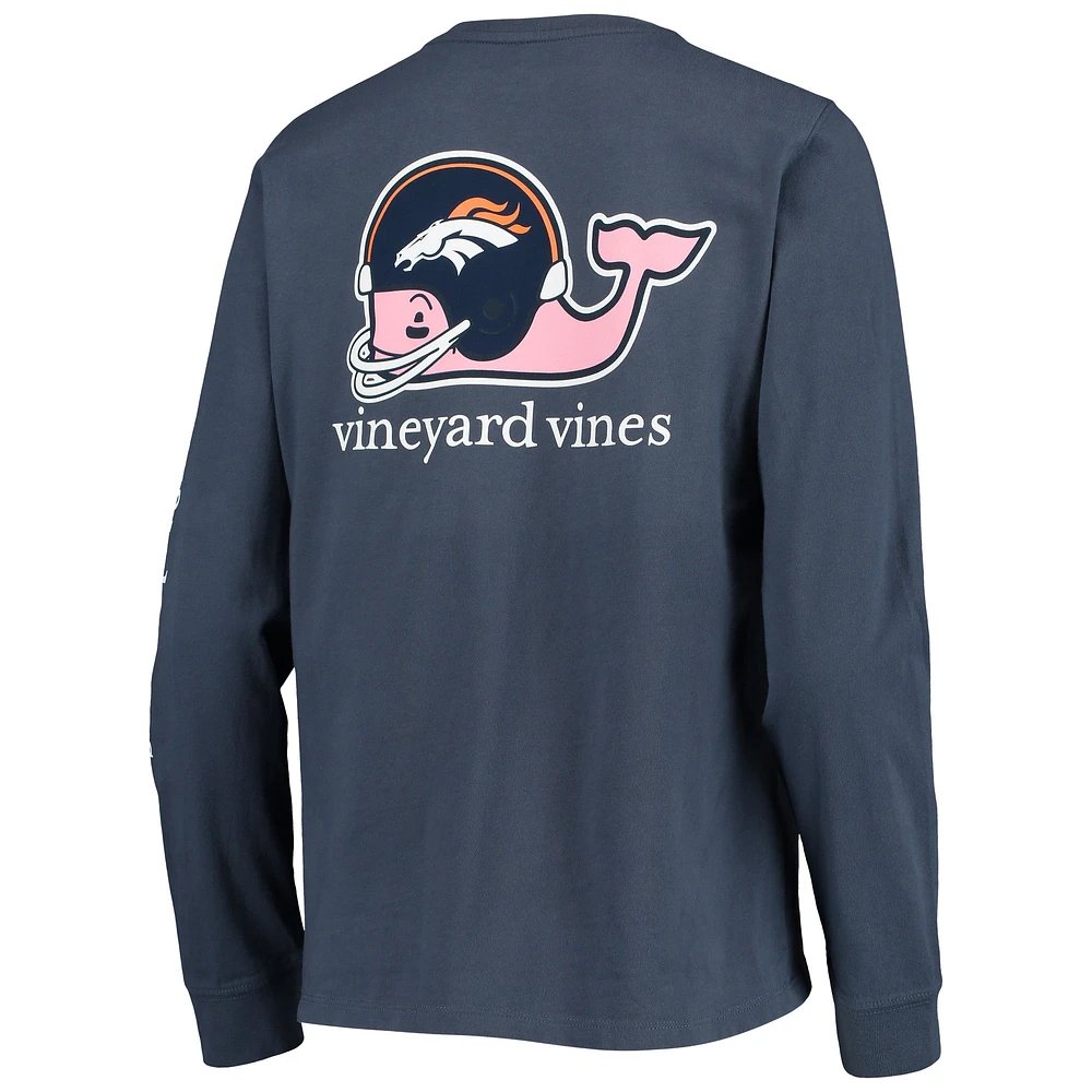 Women's Vineyard Vines Navy Denver Broncos Helmet Long Sleeve T-Shirt