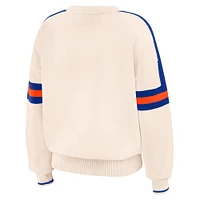 Women's WEAR by Erin Andrews  Cream Denver Broncos Stripe Pullover Sweater