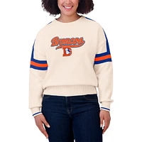 Women's WEAR by Erin Andrews  Cream Denver Broncos Stripe Pullover Sweater