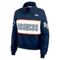 Women's WEAR by Erin Andrews Navy Denver Broncos Quarter-Zip Jacket