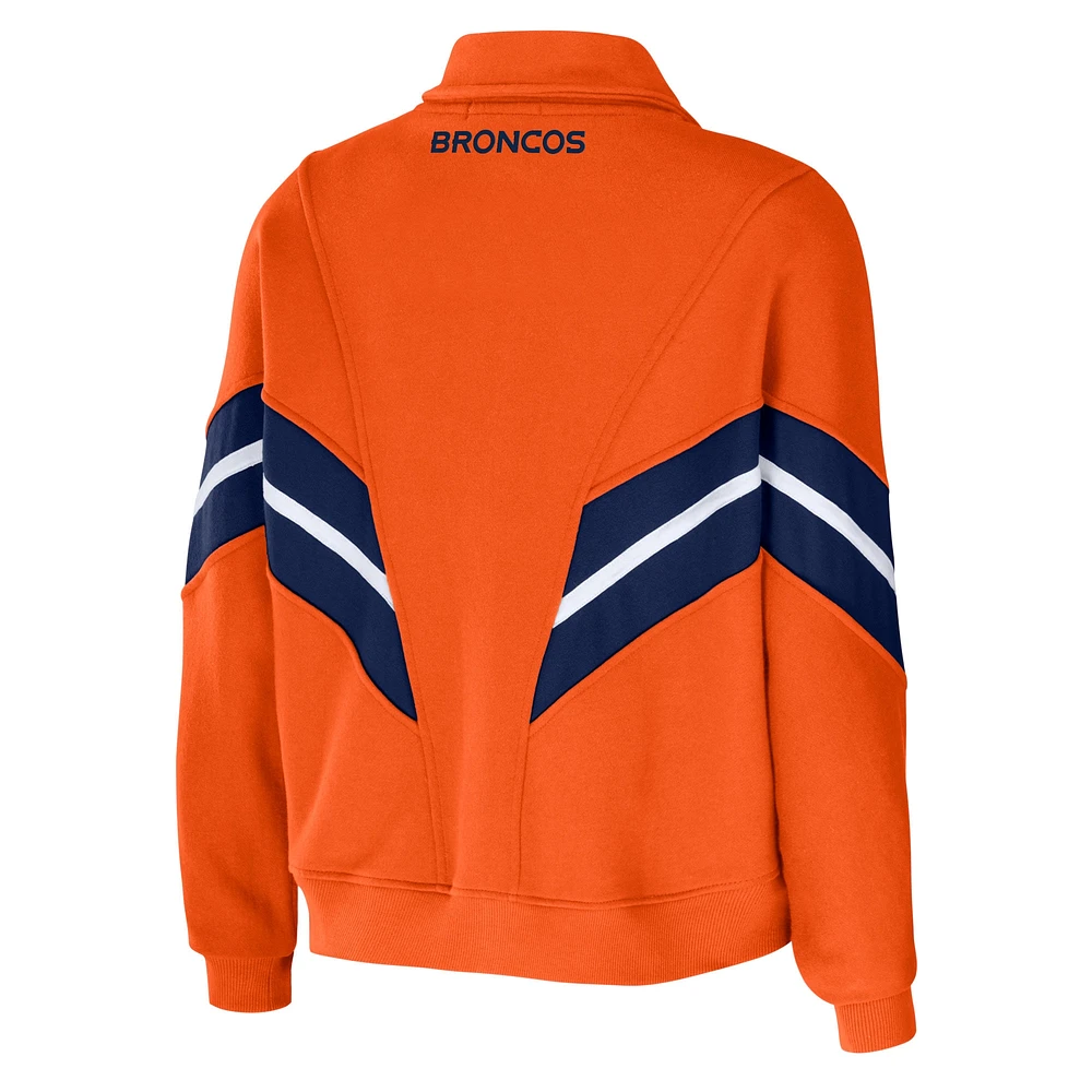 Women's WEAR by Erin Andrews Orange Denver Broncos Plus Yarn Dye Stripe Full-Zip Jacket