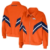 Women's WEAR by Erin Andrews Orange Denver Broncos Plus Yarn Dye Stripe Full-Zip Jacket