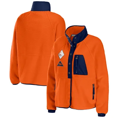 Denver Broncos WEAR by Erin Andrews Women's Polar Fleece Raglan Full-Snap Jacket - Orange