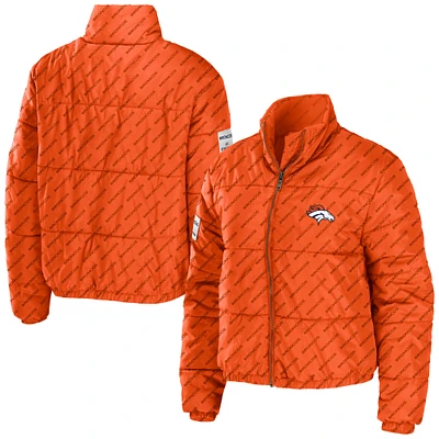 WEAR by Erin Andrews Veste courte orange Denver Broncos Puffer à fermeture éclair intégrale pour femmes