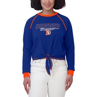 Women's WEAR by Erin Andrews Royal Denver Broncos Tie-Front Long Sleeve T-Shirt