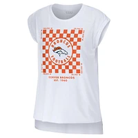 Women's WEAR by Erin Andrews White Denver Broncos Checker Muscle Tank Top