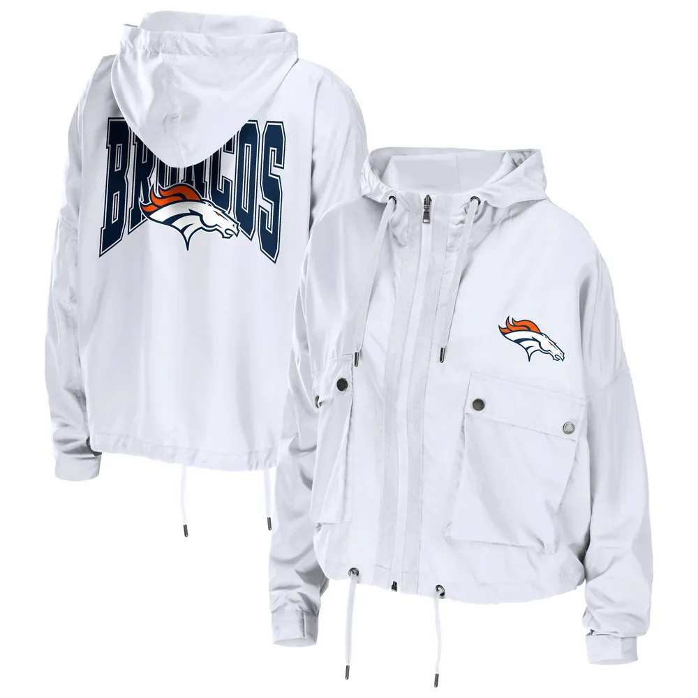 WEAR by Erin Andrews Women's WEAR by Erin Andrews White Denver Broncos Logo  Full-Zip Hoodie