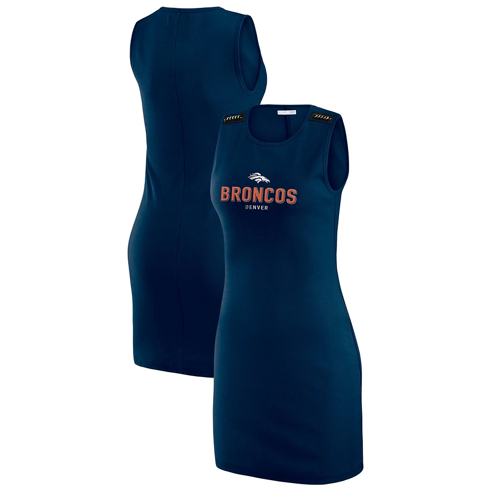 Women's WEAR by Erin Andrews x Gracie Hunt Navy Denver Broncos Ribbed Tank Dress