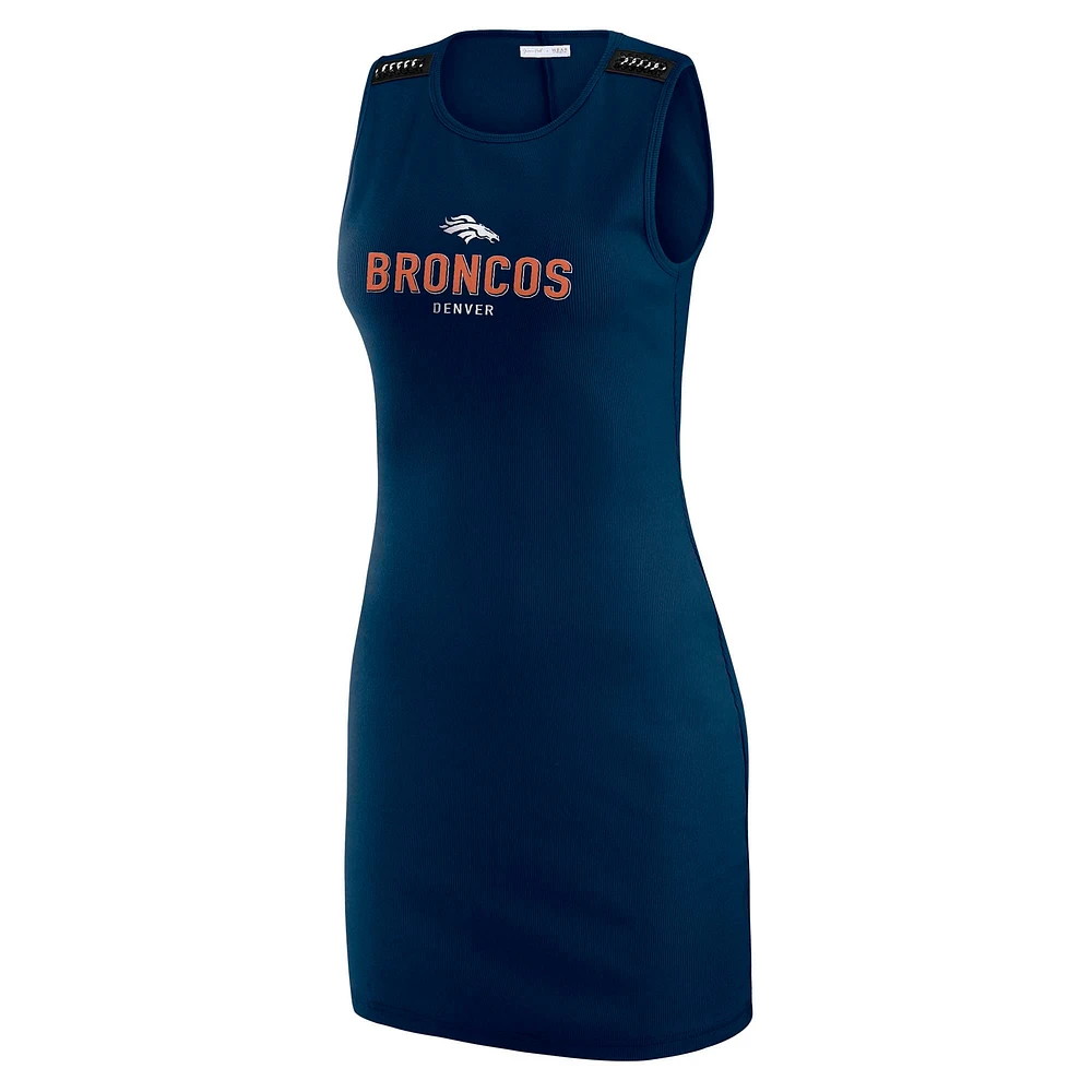 Women's WEAR by Erin Andrews x Gracie Hunt Navy Denver Broncos Ribbed Tank Dress