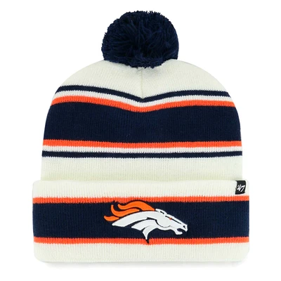 Youth '47 White Denver Broncos Stripling Cuffed Knit Hat with Pom