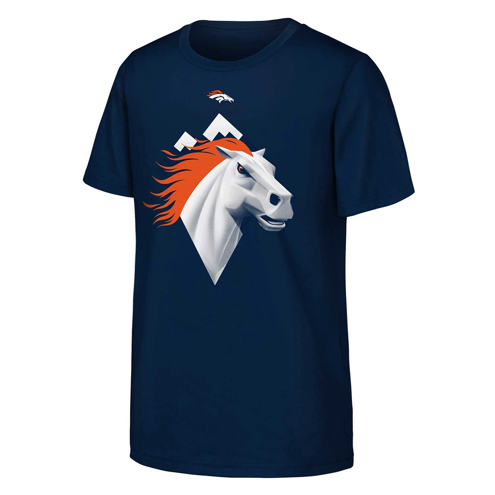 Youth Navy Denver Broncos Draft Illustration T-Shirt