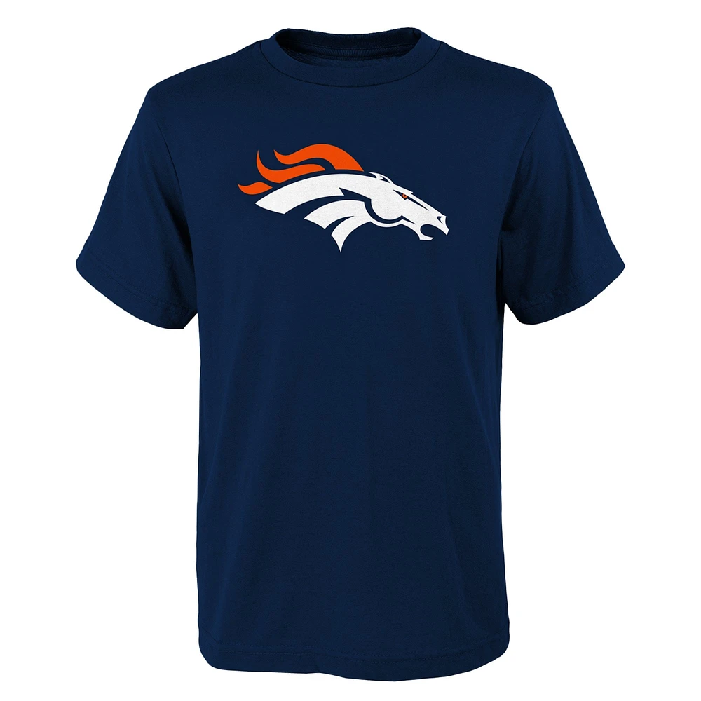 T-shirt bleu marine avec logo principal des Denver Broncos pour jeunes