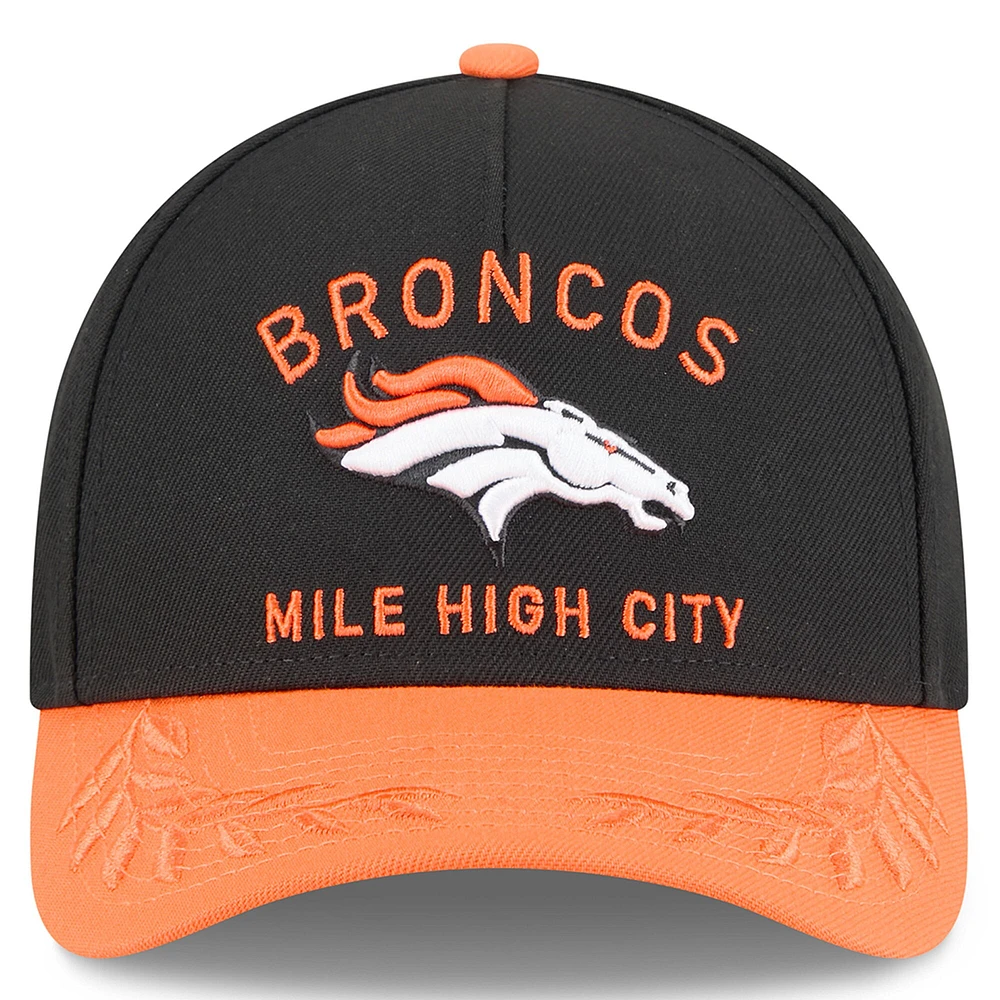 Youth New Era Black/Orange Denver Broncos 2025 NFL Draft 9FORTY A-Frame M-Crown Adjustable Hat
